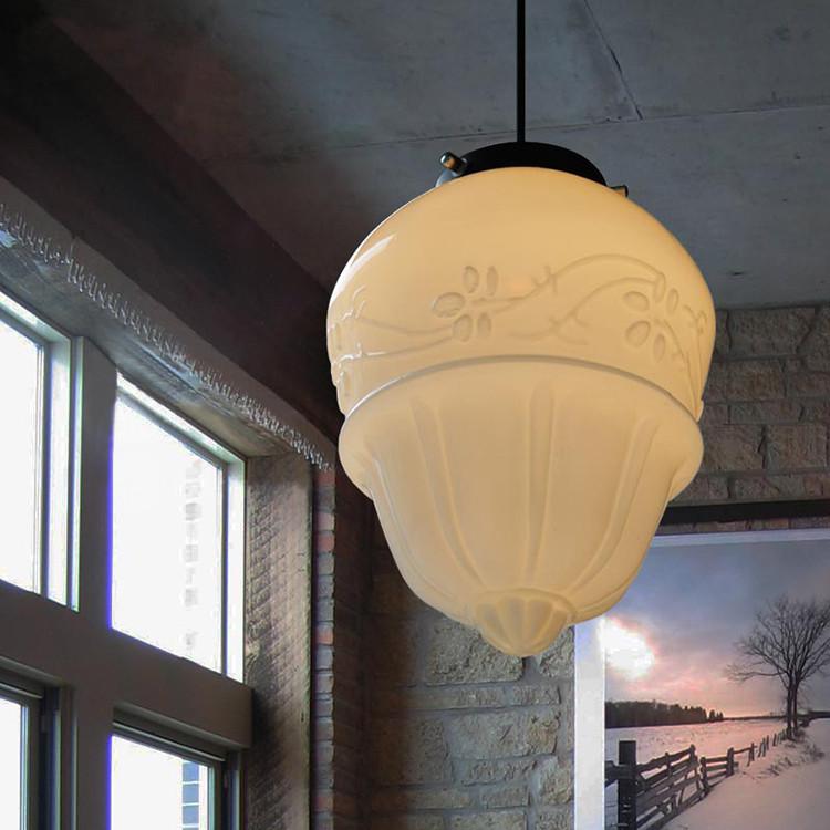 Art Deco Milk Glass Pendant Light