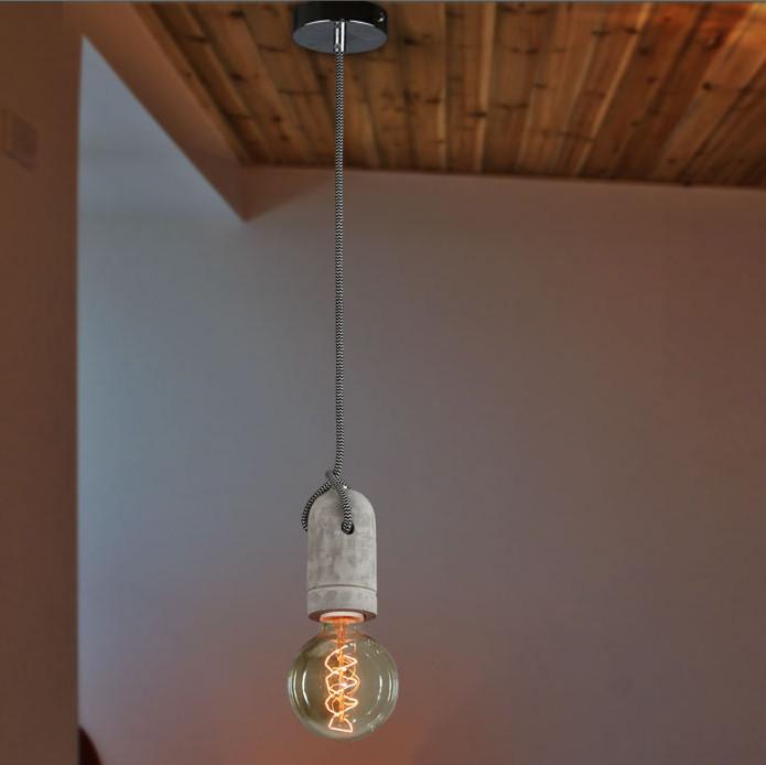 Concrete Bare Bulb Light Fitting Pendant Light